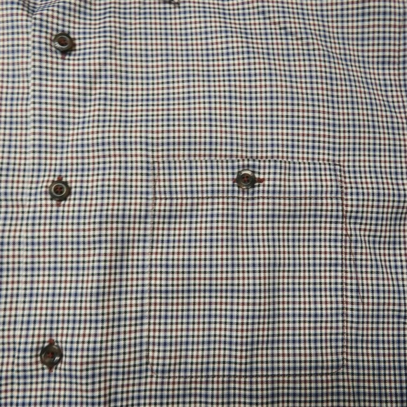 Viyella Button Up Shirt Mens Large Long Sleeve Non Iron Cotton Blue Red Plaid - Picture 4 of 6